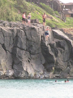 The Rock at Waimea Bay, Hawaii on the North Shore of Oahu, HI